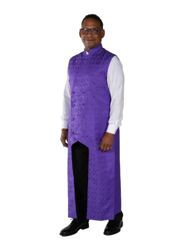Mens Full-Length Double-Breasted Chimere Apron (Roman Purple Liturgical Brocade)