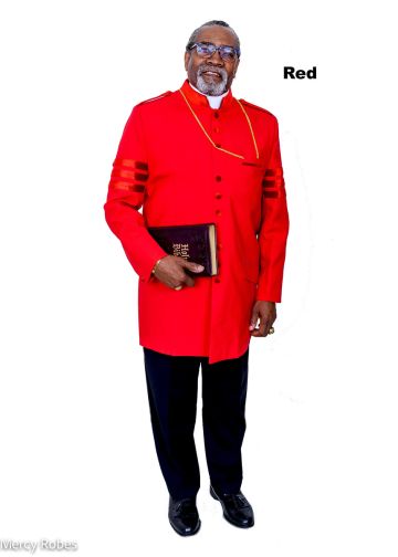 Mens Clergy Jacket CJ034 (Red With Bars)