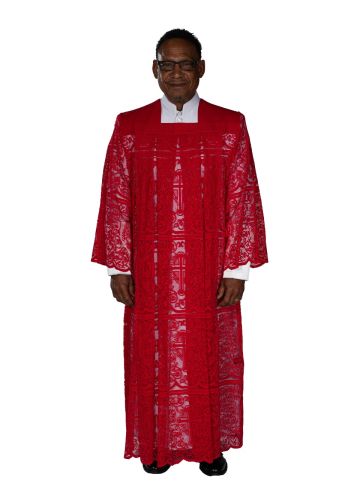 Mens Long IHS Full Lace Surplice Style SUR1027 (Red)