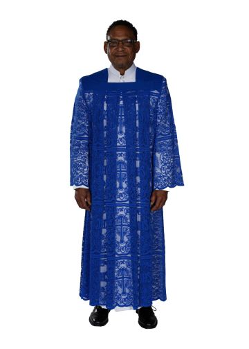Mens Long IHS Full Lace Surplice Style SUR1027 (Royal Blue)