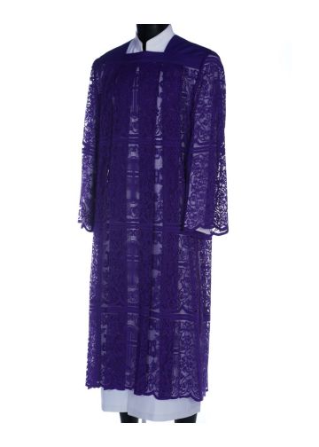 Mens Long IHS Full Lace Surplice Style SUR1027 (Roman Purple)
