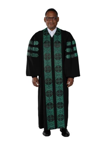 Pulpit Robe Style LACH202504 (Black/Black-Green Lt)
