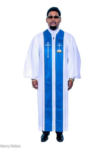 Mens Pulpit Robe Style Ppr-122023 (White/Blue)