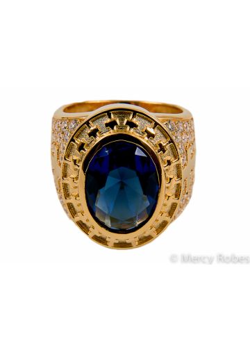 Clergy Ring Style Subs806 (Gold With Royal Blue)
