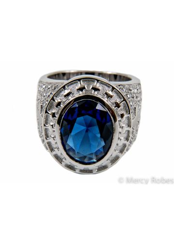 Clergy Ring Style Subs806 (Silver With Royal Blue)