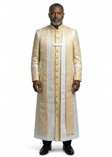 Mens Robe Style 9007 (Gold & White Liturgical Brocade 3-Piece Set)