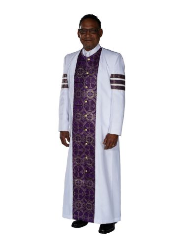 Mens Robe Style BZR299 With Bars (White/Purple-Gold Lt)