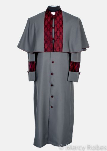 Mens Clergy Robe Style Cwl800 (Grey/Blk-Red Brocade)