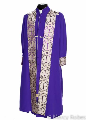 Mens Clergy Robe Style Exd185 Exclusive (Roman Purple/Purple-Gold LT) With Chimere