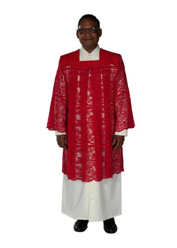 Mens Short IHS Full Lace Surplice Style SUR1027 (Red)