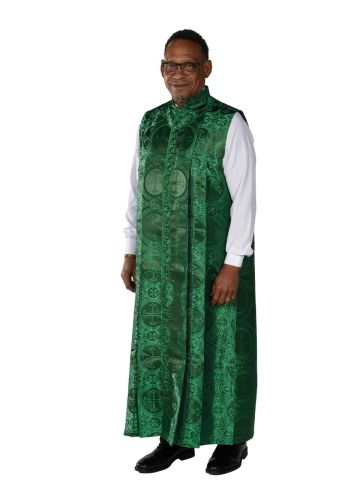 Mens 33 Button Sleeveless Cassock Robe Style 082945 (Green/Black Lt)