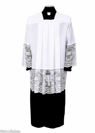 Short Mens White Surplice With Ihs Lace