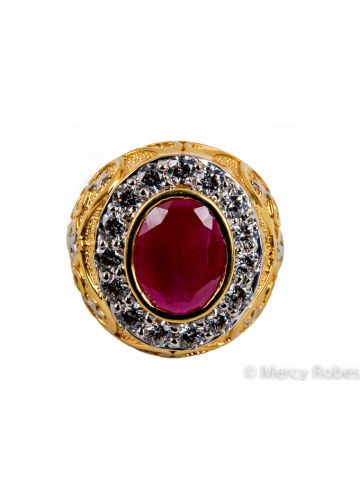 Mens Clergy Apostle Ring Style Mercy2017 (G R) (Red Ruby)