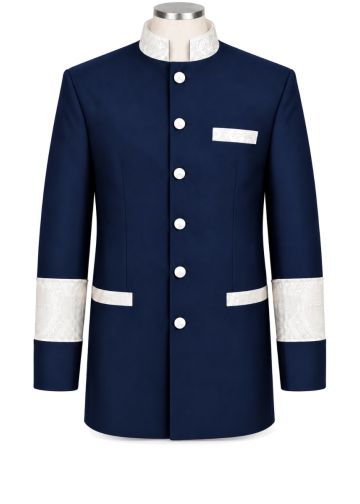 Clergy Jacket CJ011 (Navy Blue with White Liturgical)