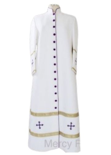Womens Robe Style LR125 (White/Purple-Gold)