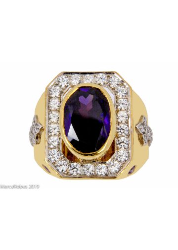 Mens Clergy Bishop Ring Style Mrg2024 (G P) (Purple Amethyst)