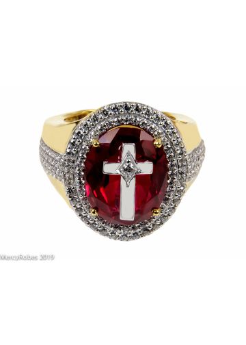 Mens Clergy Apostle Ring Mrg2031 (G R) (Red Ruby)