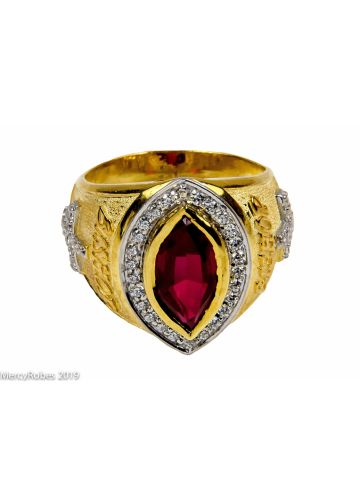Womens Clergy Bishop Ring Mrg2032 (G R) (Red Ruby)