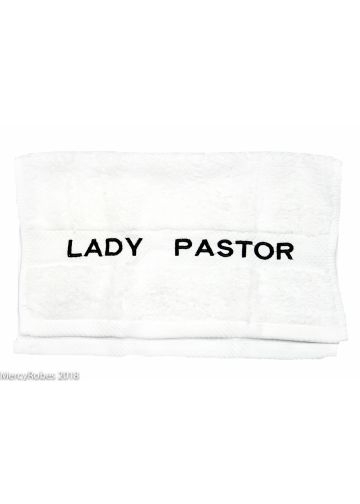 Preaching Hand Towel Lady Pastor (White/Black)
