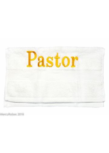 Preaching Hand Towel Pastor 01 (White/Gold)
