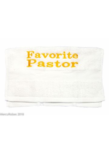 Preaching Hand Towel Favorite Pastor (White/Gold)