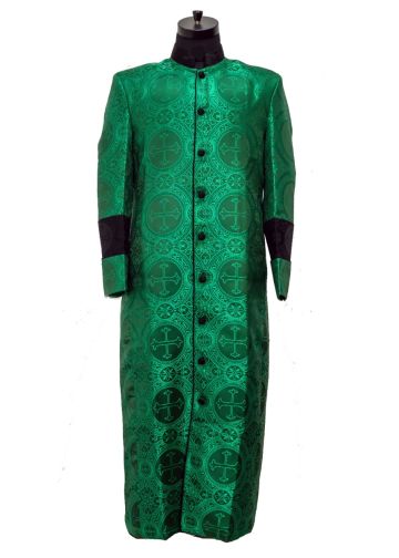 Mens Clergy Cassock Robe Style EXH192 (Green/Black Lt)