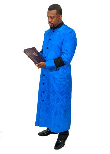 Mens Clergy Cassock Robe Style EXH192 (Royal Blue/Black Lt)