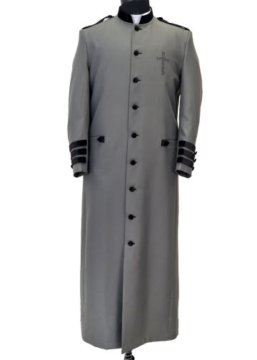 Mens Clergy Cassock Robe Style (Baf138 Grey/Black)