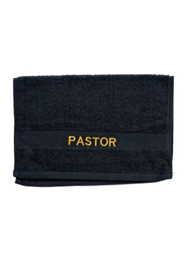 Preaching Hand Towel Pastor (Black/Gold)