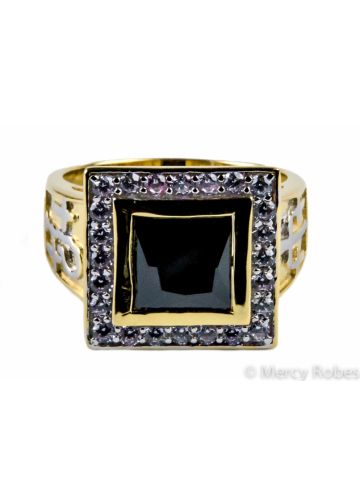 Pastors Clergy Ring Style Rnz0489 (Gb) (Gold Black)