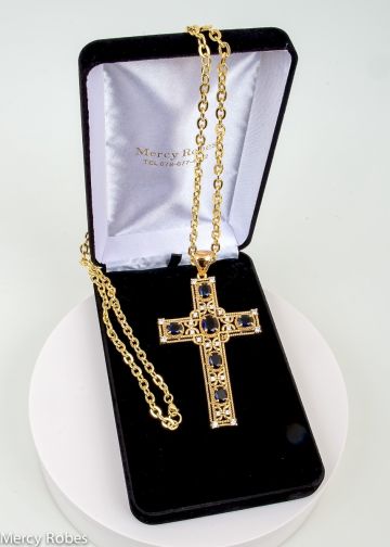 Pectoral Cross With Chain Style Ben02 (G Black) 3.5" H X 2.5" W