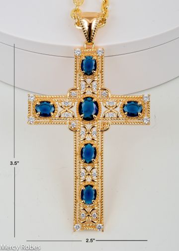 Pectoral Cross With Chain Style Ben02 (G Royal) 3.5" H X 2.5" W