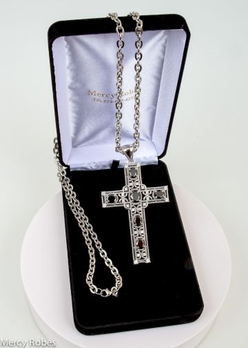 Pectoral Cross With Chain Style Ben02 (S Black) 3.5" H X 2.5" W