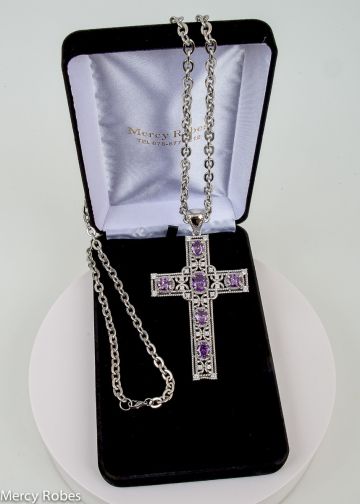 Pectoral Cross With Chain Style Ben02 (S Purple) 3.5" H X 2.5" W