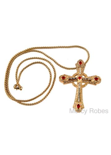 Bishop Pectoral Cross Gold/Red Juvi450