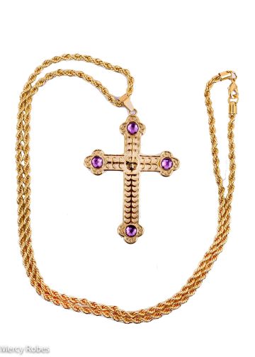 Pectoral Cross With Rope Chain Sbats005 (G Purple)