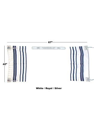 Prayer Shawl (White/Royal/Silver) 67"X 42"