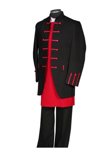 Mens Preaching Frock Jacket & Pants Style Frock2025 (Black/Red)