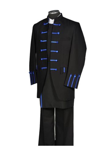 Mens Preaching Frock Jacket & Pants Style Frock2025 (Black/Royal Blue)