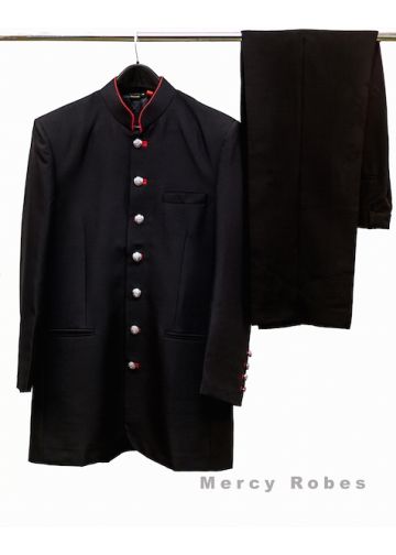 Mens Preaching Clergy Jacket & Pants Style CJ047 (Black/Red)