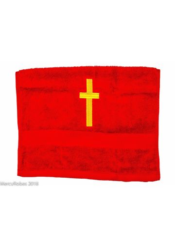 Preaching Hand Towel Cross (Red/Gold)