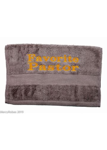 Preaching Hand Towel Favorite Pastor (Grey/Gold)