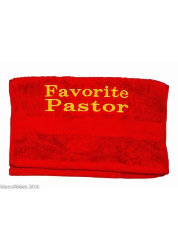 Preaching Hand Towel Favorite Pastor (Red/Gold)