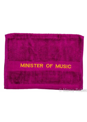 Preaching Hand Towel Minister Of Music (Fuchsia/Gold)