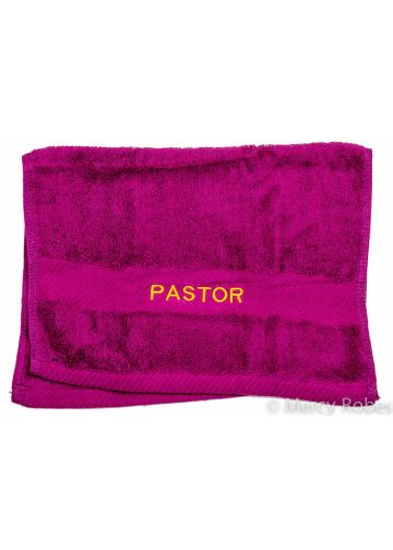 Preaching Hand Towel Pastor (Fuchsia/Gold)