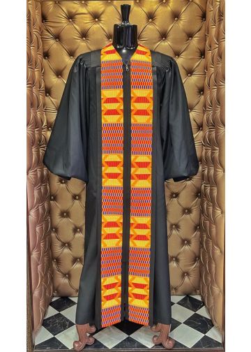 Mens Pulpit Robe Style Kente2022 0-1 (Black)