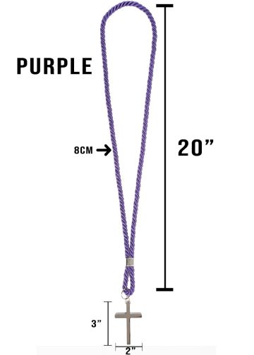 Clergy Cord  Roman Purple  With Silver Cross