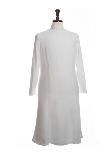  Redingote Flare Style Three-Quarter Length Clergy Dress (White)