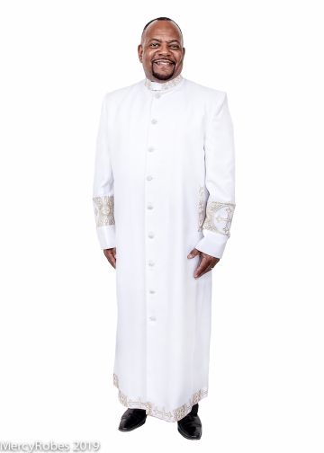 Mens Clergy Robe Style Rs011 (White/Gold Emb LT)