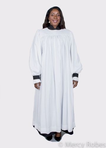 Womens White Rochet With Black Cuff Bands